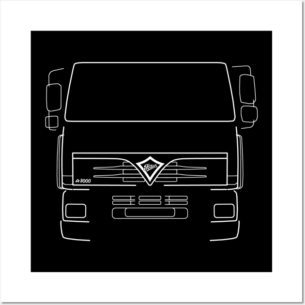 Classic Foden Alpha 3000 lorry white outline graphic Wall Art by soitwouldseem